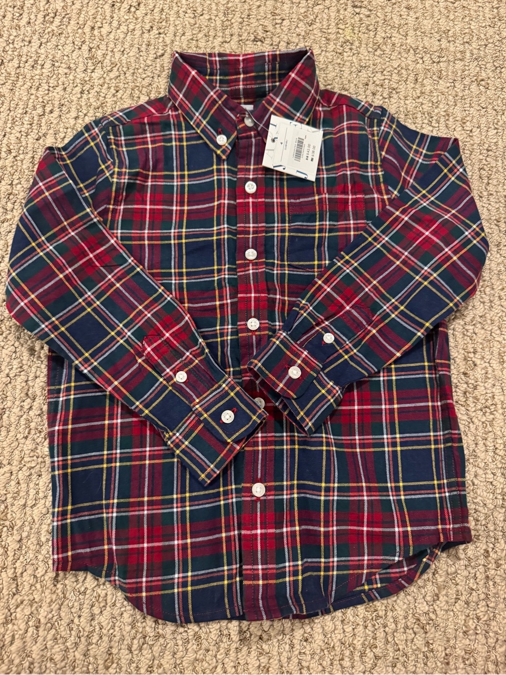 Janie and Jack 4 Plaid Holiday Button-Down Shirt